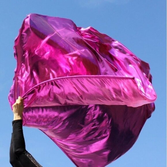 Metallic Bright Pink 'Joy Comes in the Morning' Worship Prophetic Flag Set of 2 - Picture 1 of 13